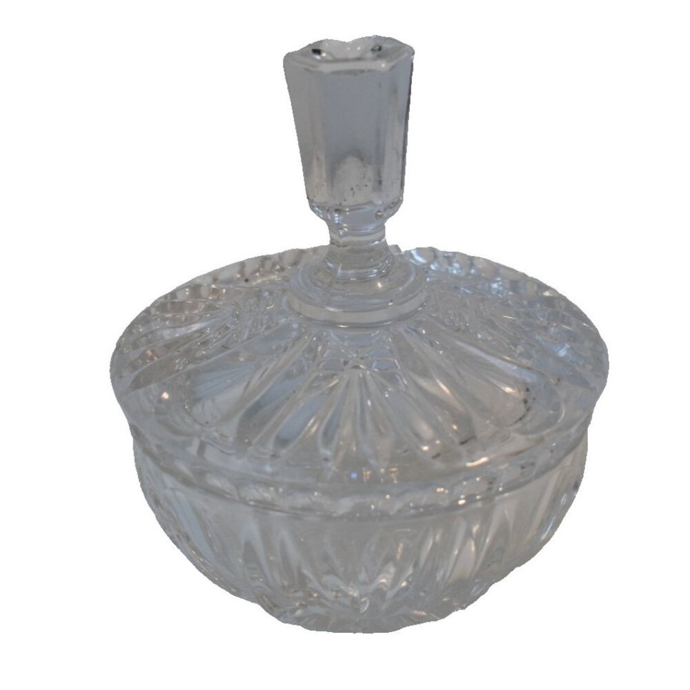 Vintage Anchor Hocking Elegant  Clear Glass Lidded Candy Dish